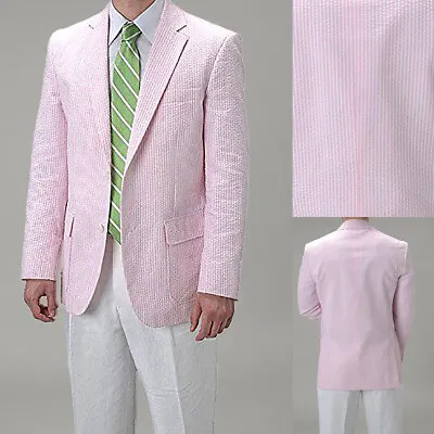 Men's Casual Single Breasted 2 Button Blazer Pink Stripe Formal Blazer • $87.82