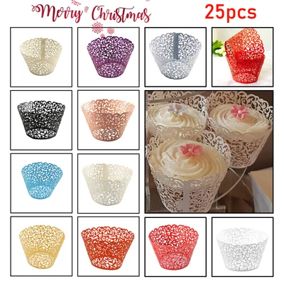 £3.95 • Buy Cupcake Wrappers Cases 25 Filigree Vine Laser Cut Wedding Xmas Birthday Cake