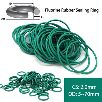 Fluorine Rubber O-Ring Ø2.0mm Cross Section Sealing Ring Oil Seals Gasket Green • $2.68