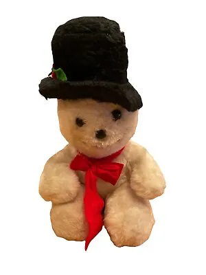 Vintage Trudy Snowman Plush Too Hat Bow Holly Used • $22.85