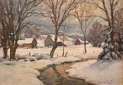 Thomas Curtin Pleasant Valley Farm Landscape Snow Scene VT Winter River • $3800