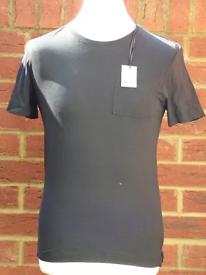 BNWT WB & Co Mens Black Tight Fit T-Shirt Tee Top Chest Pocket Casual S Cotton • £5