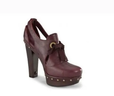 UGG Australia Celestina Leather Clog Platform Burgandy Heel Women's Size 8 • $74