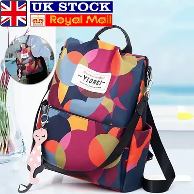 Women's Ladies Leather Backpack Anti-Theft Rucksack Travel Shoulder Bag • £10.89