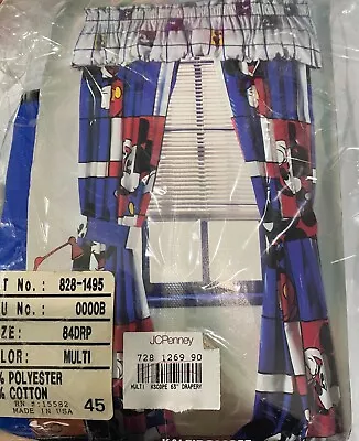 Mickey Mouse Curtains 80 X84  Panels Color Block Kaleidoscope Pole Top 1990s • £29.91