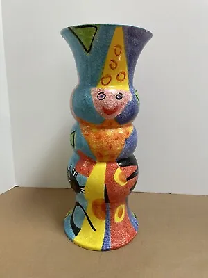 Large Italian Modern La Musa Colorful Ceramic Vase Clown For Bloomingdales 16”.. • $42.50