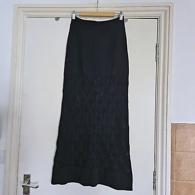 Ischiko Black Wool Mix Long Tube Sheer Bottom Skirt Size 36 • £60