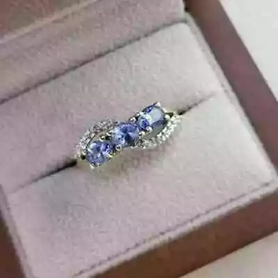 14K White Gold Plated 1.10Ct Oval Cut Lab Created Tanzanite Engagement Ring • $105.29