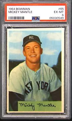 1954 Bowman #65 Mickey Mantle PSA 6 • $2899.99