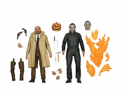 NECA Halloween 2 Ultimate Michael Myers & Dr Loomis 2 Pack 7  Action Figure Set • £84.99