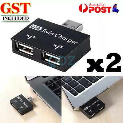 USB2.0 Male To Twin Charger Dual 2 Port USB Splitter Hub Adapter Converter 2pcs • $5.60