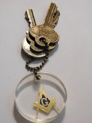 Vintage Masonic Freemason Key Chain With Keys • $23.27