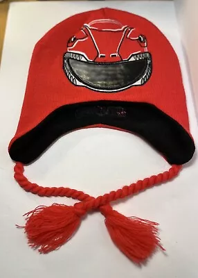 Mighty Morphin SCG Power Rangers Red Laplander Hat Ear Flaps Tassel One Size • $9.99