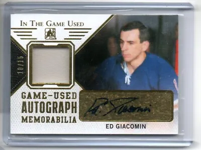 ED GIACOMIN Auto /15 AUTOGRAPH JERSEY Card NEW YORK RANGERS Leaf SIGNATURE ITG • $50.62