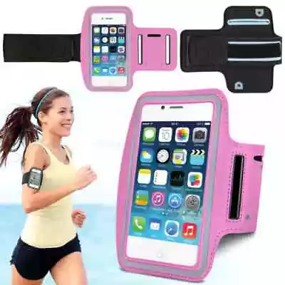 Pink Sports Arm Band Mobile Phone Holder Bag Running Gym Armband Exercise • £3.98