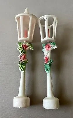 Set Of 2 Vintage Molded Plastic 9.5 Inch CHRISTMAS LAMP POSTS Parts Free Ship • $15.95