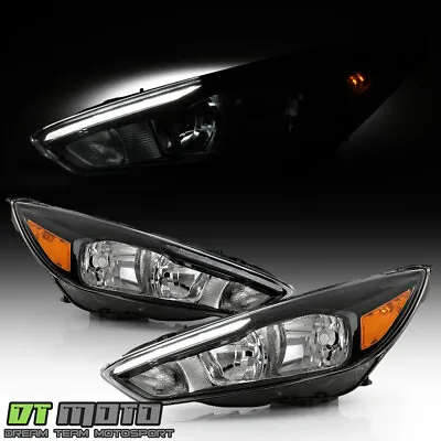 2015-2018 Ford Focus [All Halogen Model] Black LED DRL Headlights Headlamps Pair • $208.96