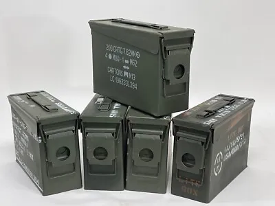 30 Cal Metal Ammo Can – Military Steel Box Ammo Storage - Used - 5 Pack • $40.75