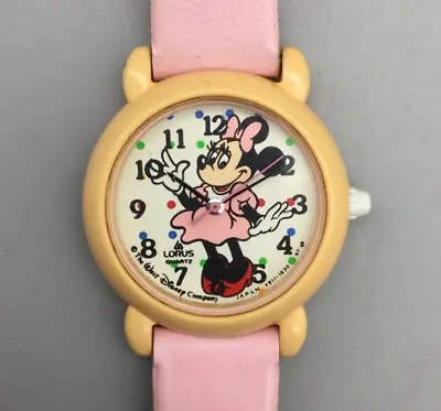 Vintage Lorus Disney Minnie Mouse Watch Women Pink V811-0450 New Battery • $26.99