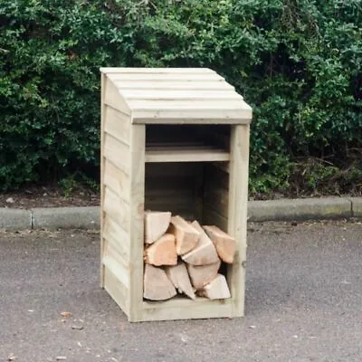 Wooden Log Store Narrow 90 X 46 X 54cm Compact Outdoor Garden Storage • £109.99