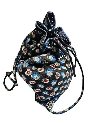 VERA BRADLEY DRAWSTRING Bag Purse Blue Navy.  Night Owl  BACKPACK 15 ×13   • $11.16