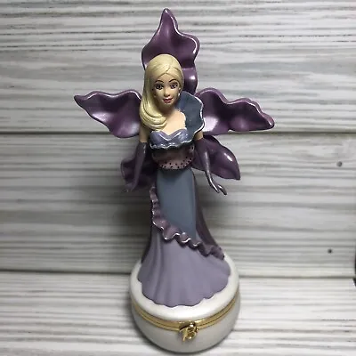 Vtg Barbie Doll Trinket Box Purple Orchid 2002 Mattel Avon Flower Figurine • $14.99