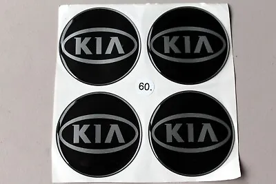 Rare KIA 60mm BLACK Alloy Wheel Center Cap Cover Logo Sticker Set • $25.90