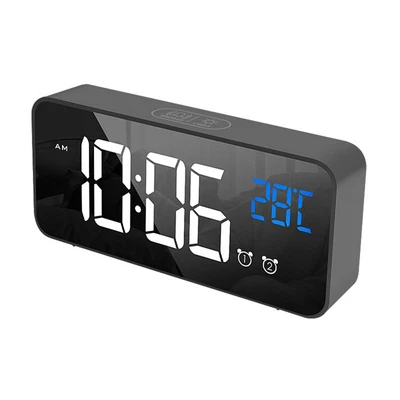 $22.95 • Buy GOMINIMO Digital Clock Mirrored Dual Alarm Adjustable Brightness Black