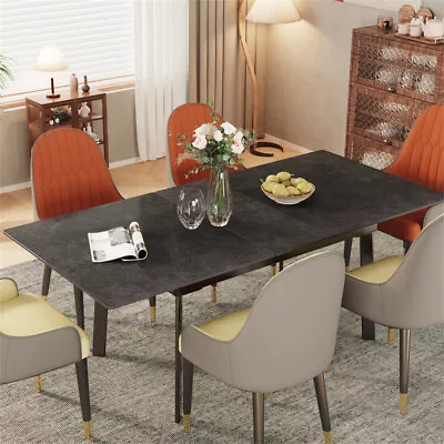 $725.95 • Buy 6-8Seat Extendable Dining Table Glossy Sintered Stone Marble Top Christmas Dinne