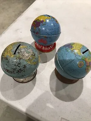 Vintage World Globe Bank Set Of 3 • $22.75