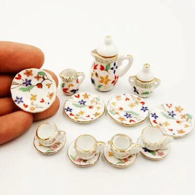 15PC Miniatures Lot Dollhouse1:12Scale Tea Teapots Cups Dining Room Model Toys • $7.99