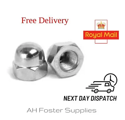 Stainless Steel Dome Nut CAP NUTS A4 316 Marine Grade M4 M6 M8 M10 M12 DIN 1587 • £0.99