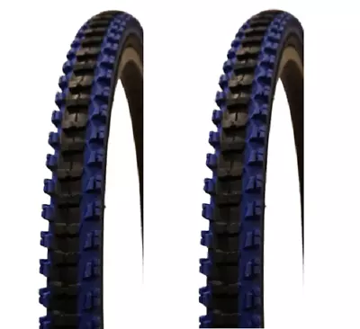 2 Pack Vee Rubber Tires 26x1.95 V199 Blue Shoulder Mountain Bike Tires • $42.99