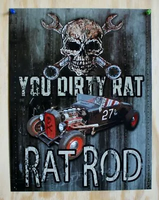 $9.99 • Buy You Dirty Rat Rod Tin Sign Hot Rod Skull Garage Mechanic V8 Ford Chevy Dodge