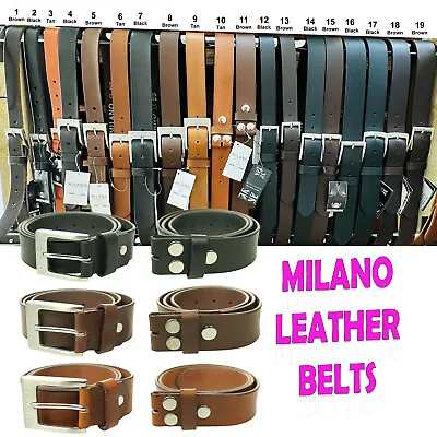 MILANO Mens Real Leather Belts Jeans Trouser Belts • £9.99