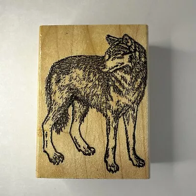 Vintage Retired WOLF Art Impressions Original Rubber Stamp Wolf Wood Mounted • $9