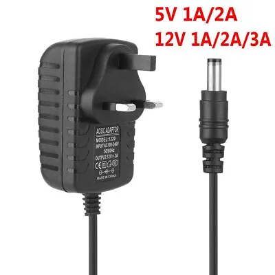 LED Strip 100-240V 5V 12V 1A 2A 3A AC/DC Adapter UK Plug Charger Power Supply • £5.22