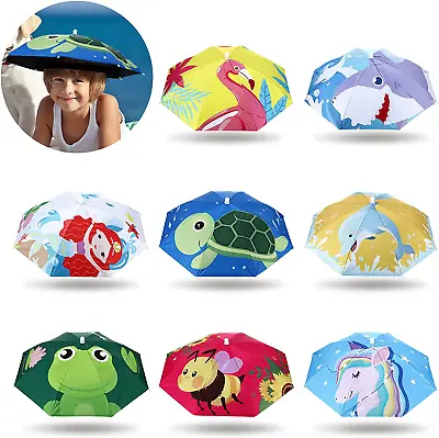 8 Pcs Umbrella Hat For Kids Adults 19.7'' Animal Theme Umbrella Hat With Head • £37.99