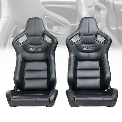 Reclinable Universal Racing Bucket Seats With Sliders Black With Carbon Back US • $199.99