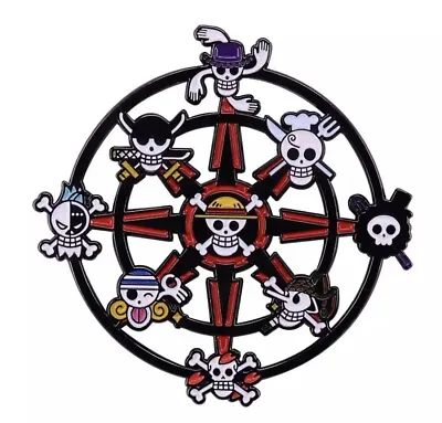 £9.50 • Buy One Piece Skull Wheel Jolly Roger Pirate Metal Enamel Pin Badge Manga Anime