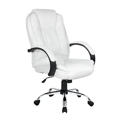 $161 • Buy Artiss Office Chair Gaming Computer Chairs Executive PU Leather Seating White