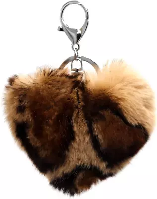 Real Rex Rabbit Fur Mouse Bling Keychain - Pom-Pom Bag Purse Charm - Gold Ring F • $31.97