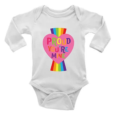 Pride Valentines Baby Grow Vest Bodysuit Proud Your Mine Rainbow LGBTQ Girls L/S • £5.99