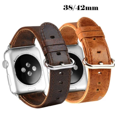 $21.95 • Buy Genuine Leather Strap Band IWatch Apple Watch Series 7 6 SE 5 4 3 2 38/40 42/44