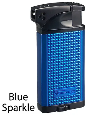 Vector KGM Duke Dual Soft Flame Pipe & Torch Cigar Lighter - Blue Sparkle - 8272 • $53.95