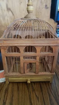 Vintage Wood Primitive Looking Hanging Bird Cage • $65