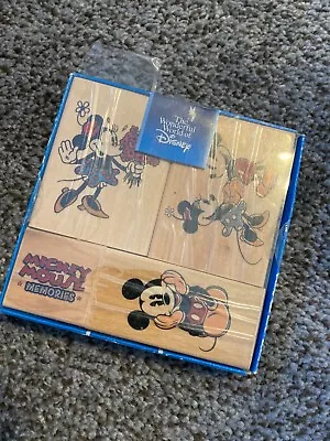 Wonderful World Of Disney Wood Mounted Rubber Stamp Set Of 4 Mickey Mouse • $8.50