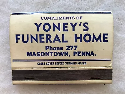 YONEY’S Funeral Home Vintage Advertising Match Book Masontown Penna. • $16.95