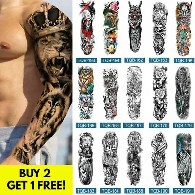 £2.39 • Buy Large Temporary Fake Tattoo Full Sleeve Leg Arm Waterproof Stickers Mens Womens