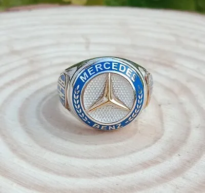 Solid Sterling 925 Silver Mens Jewelry Car Logo ( MERCEDES- BENZ ) Men's Ring • $39